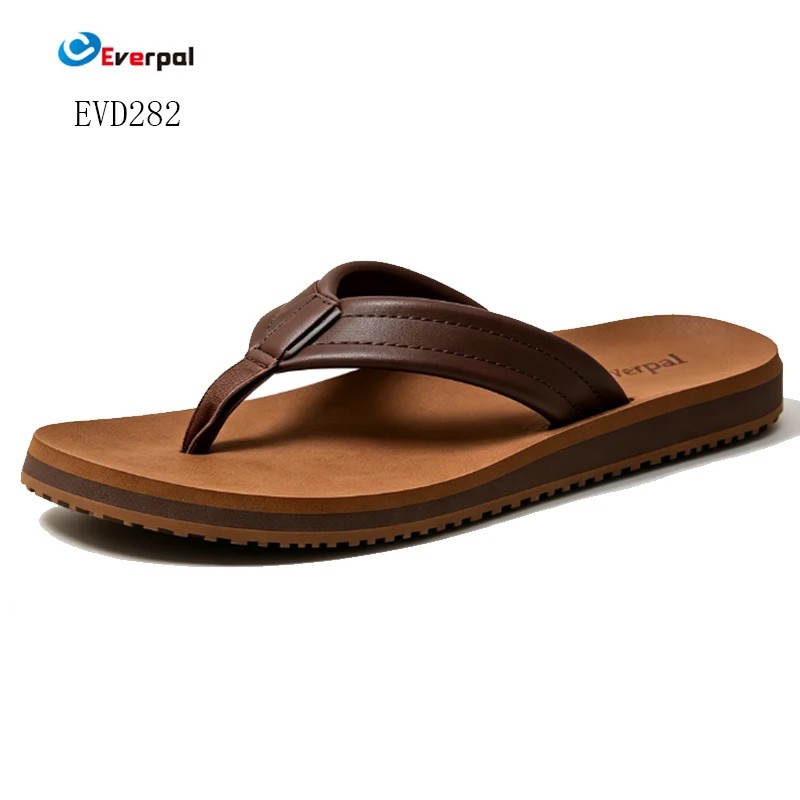 Men's Sincerus Leather Flip Flops Beach Sandals